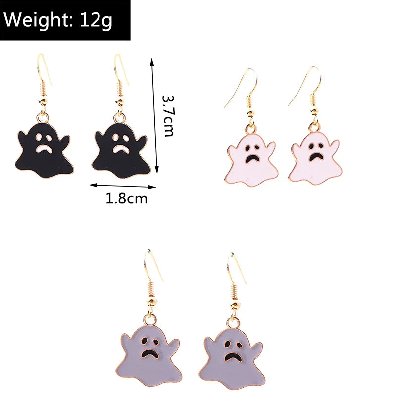 Aihua Fashion Halloween Earrings Enamel Ghost Skeleton Pumpkin Bat Spider Earrings For Women Halloween Night Party Jewelry Gifts