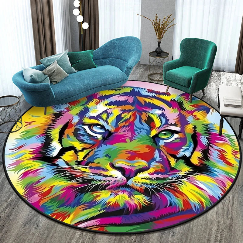 Tiger Round Rug Floor Mats Living Room Rugs Kids  Decor Gifts Restroom     Prayer  Area