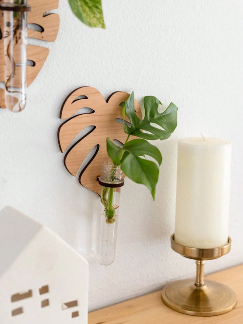 1/2 Pcs Leaf Shape Wall Planters Wooden Wall Hanging Plant Pots with