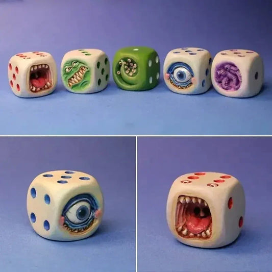 Monster Dice  Funy Monster Face Resin Dice Set  Halloween Tabletop Game Dice Set Props  Monster Dice Set for Table Games