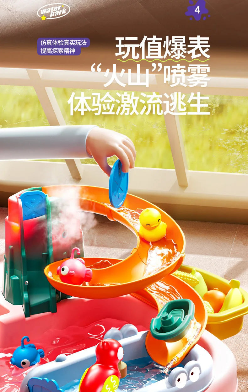Children's kitchen toys electric fun water play water wash basin fishing dishwashing home role-playing baby early education toy