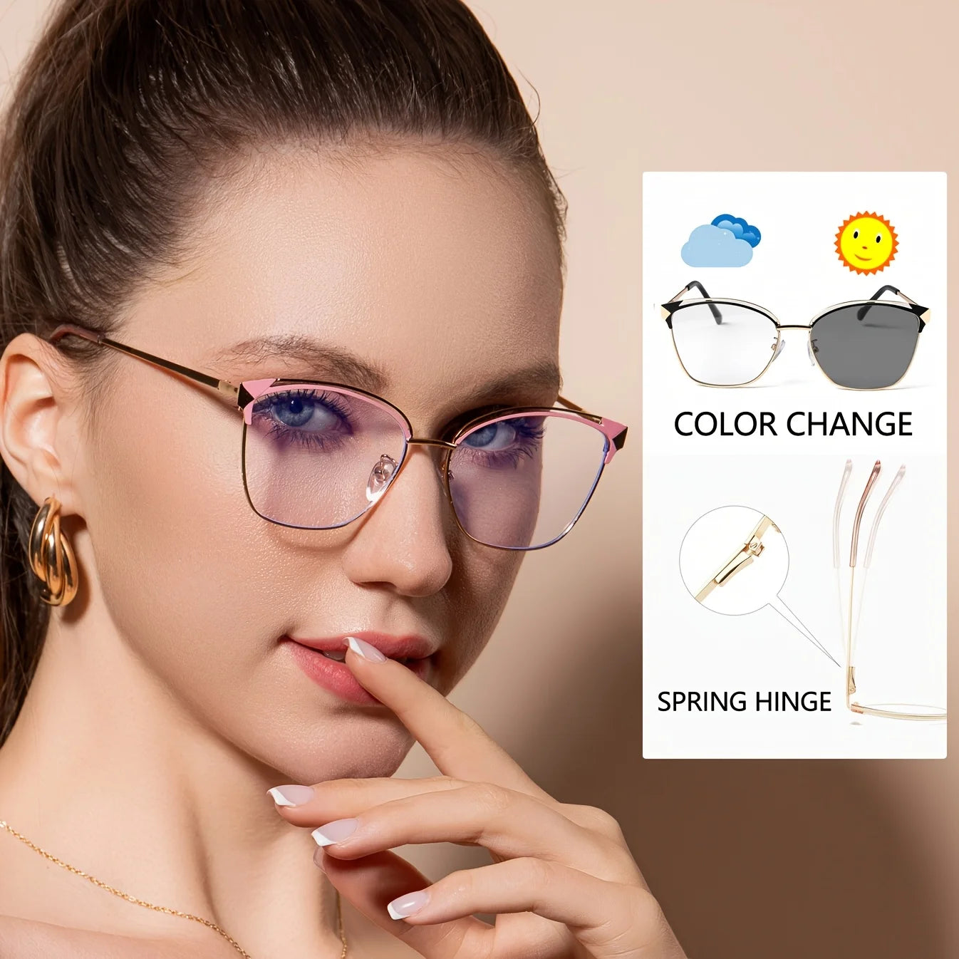 Women Photochromic Polarized Sunglasses Driving Fishing Chameleon Glasses Change Color Sun Glasses  Vision UV400 Eyewear