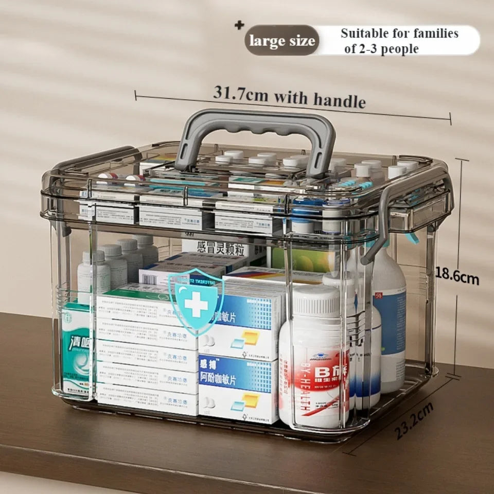 Household Medicine Box Large Plastics Simple Medical Kit Medical Care Drugs Storage Boxes Transparent Multi Layer Storage Box