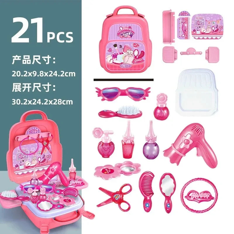 Kids Pretend Play Simulation Cooking Cosplay Toys Repair Drill Tools Cake Foods Jewelry Set Role Play Educational Toy For Kids