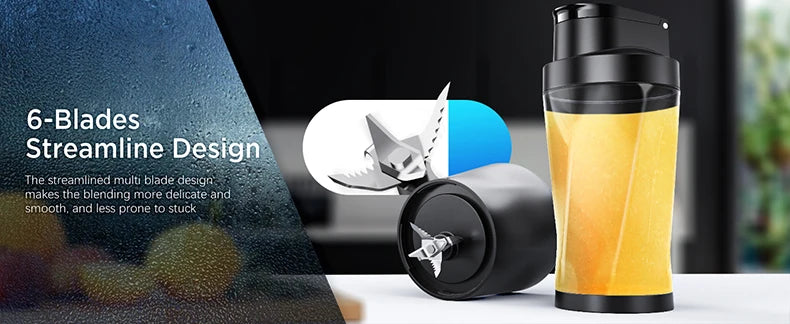 Portable Blender Cordless Self-Cleaning Mini Blender with Lid Silent Mini Travel Blender with Stainless Steel Blades USB Charge