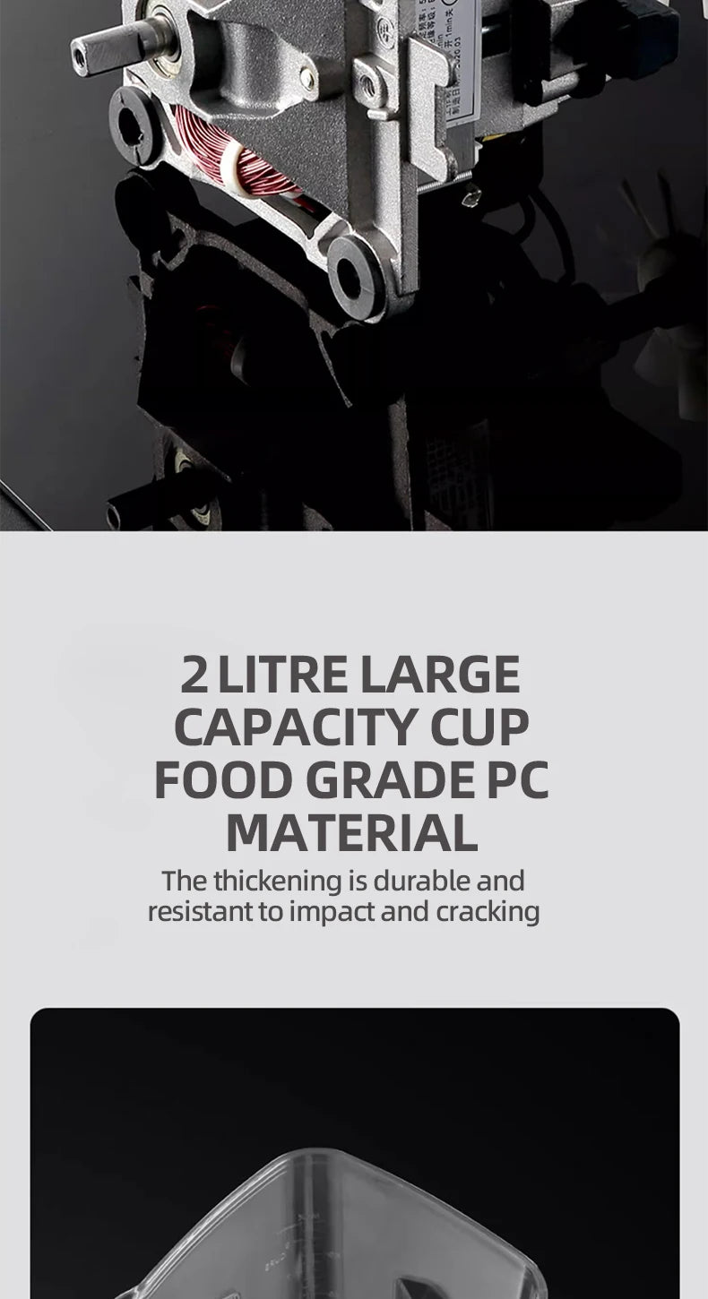 2000W Heavy Duty Commercial Blender Stationary Mixer Ice Smoothies Appliances for Kitchen Professional High Power Food Processor