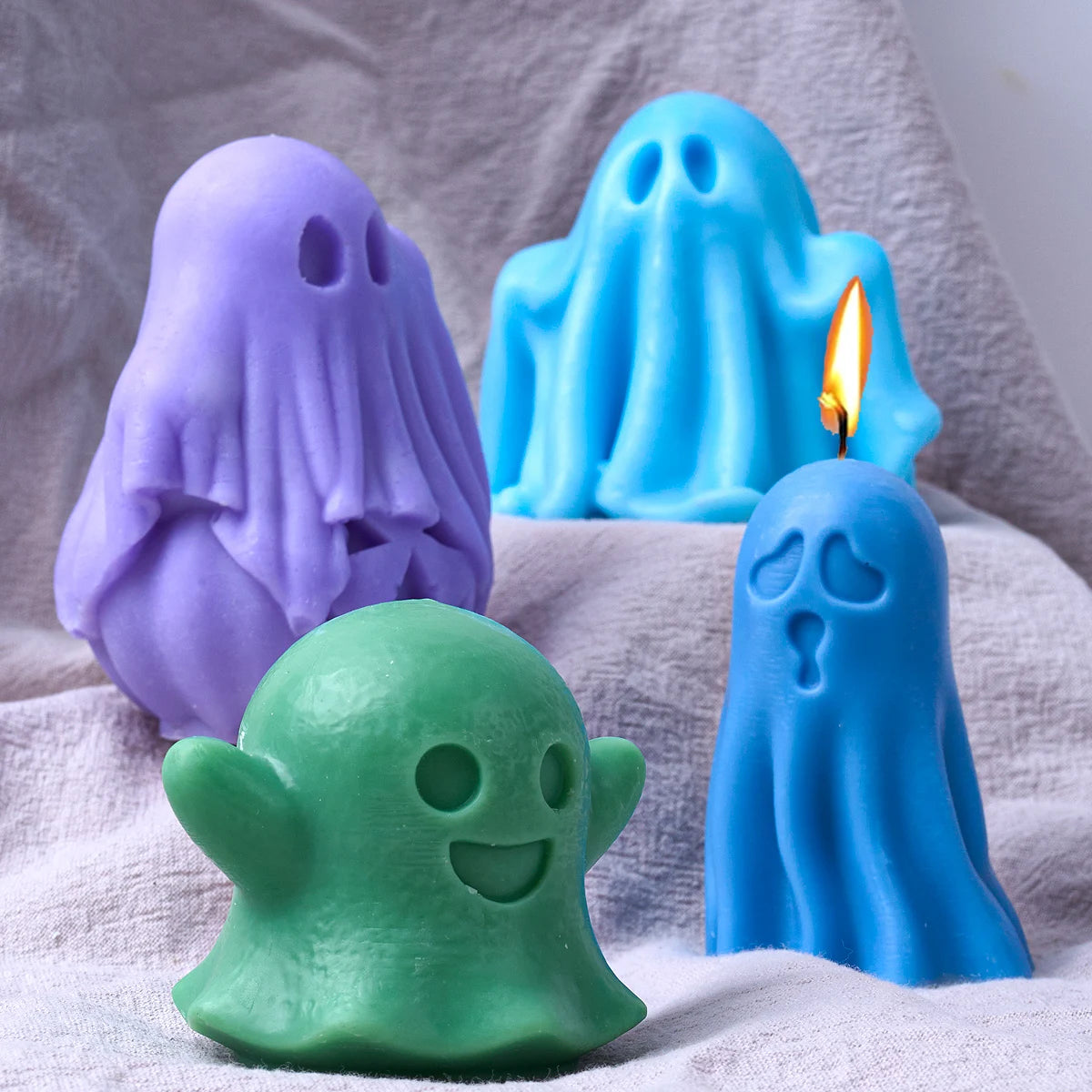 Halloween Ghost Silicone Candle Mold DIY Multi Style Ghost Festival Party Scented Candles Soap Molds Plaster Resin Baking Mould
