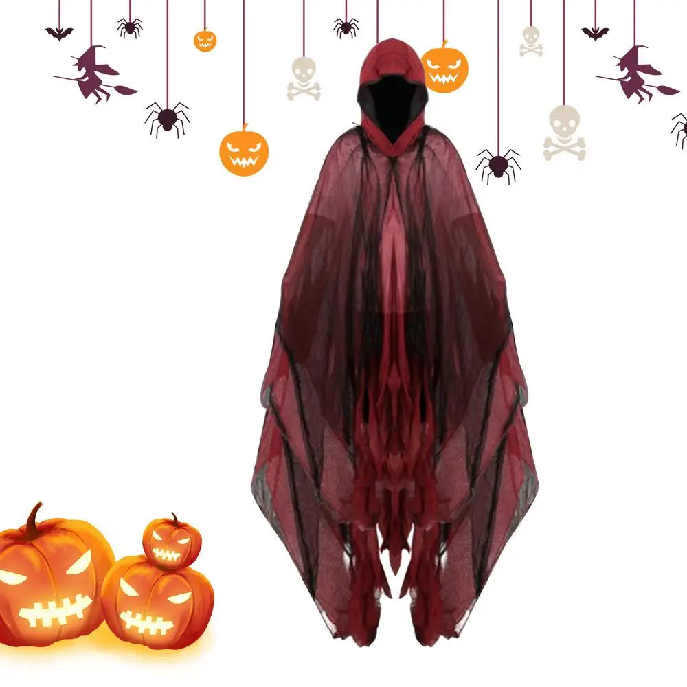 Halloween Ghost Dementors sorceress Cosplay Costume Gothic Zombie Tattered Hooded Capes Day Of The Dead Party Props Cloaks