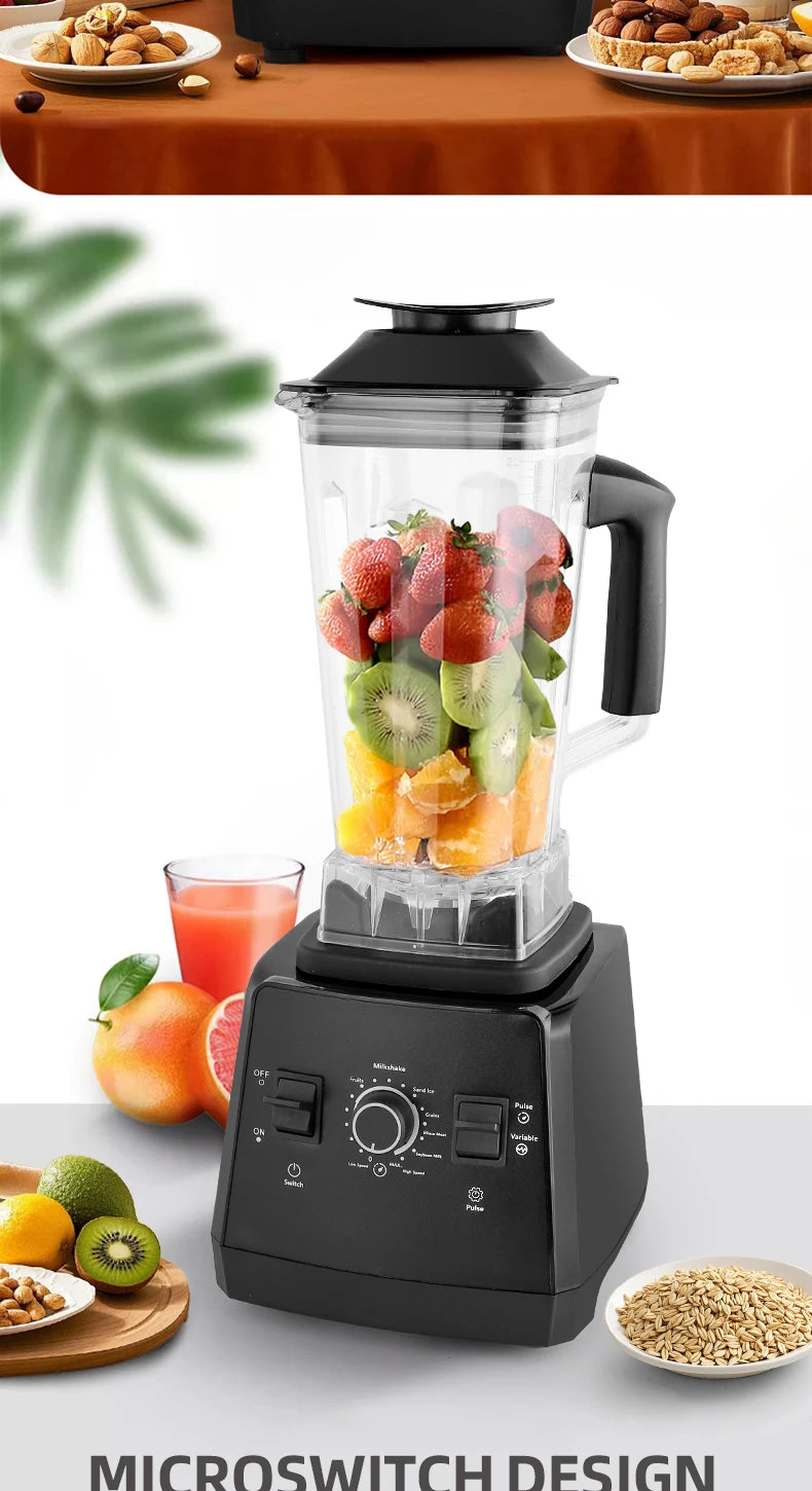 2000W Heavy Duty Commercial Blender Stationary Mixer Ice Smoothies Appliances for Kitchen Professional High Power Food Processor