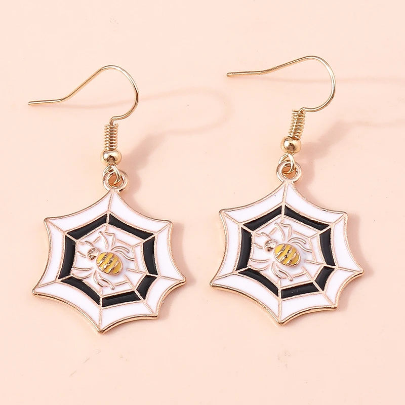 Aihua Fashion Halloween Earrings Enamel Ghost Skeleton Pumpkin Bat Spider Earrings For Women Halloween Night Party Jewelry Gifts