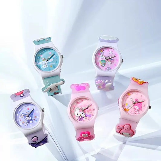 Cute Hello Kitty Watches for Girls 3D Cartoon Pattern Kuromi Waterproof Quartz Children Watch Wrist Clock Kids Gift reloj nina