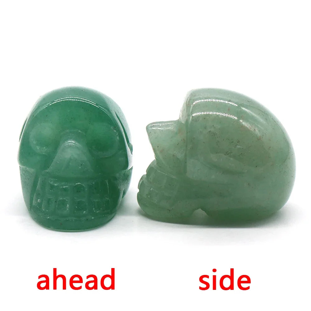 Natural Crystals Skulls Mineral Ghost Head Polished Carved Halloween Gift Desktop Home Decor Stone Crafts Skull Statues 14colors