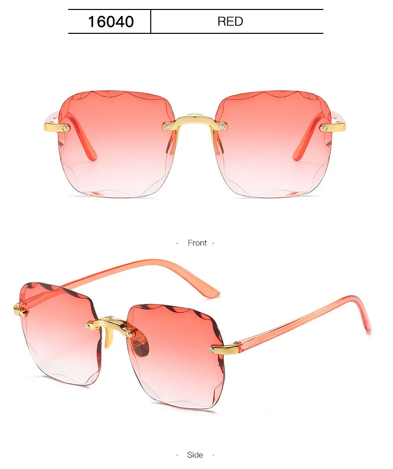 2023 New Rimless Women's Sunglasses Fashion Gradient Lenses Sun glasses Lady Vintage Alloy Legs Classic Designer Shades UV400