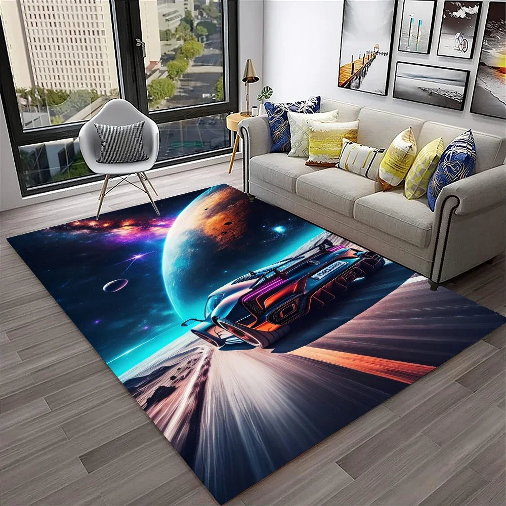 Racing Car Sports Car Carpet Rug for Home Living Room Bedroom Playroom Sofa Doormat Decor,Kids Game Area Rug Non-slip Floor Mat