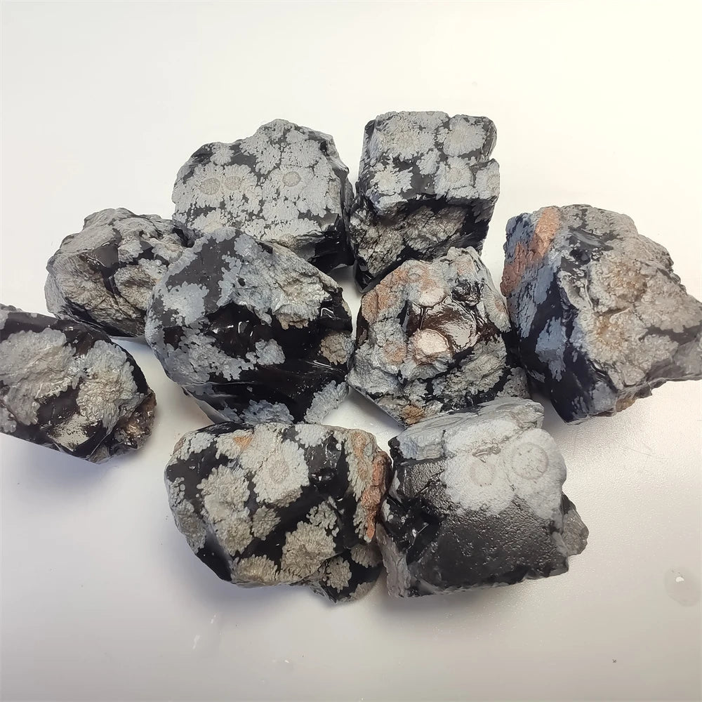 Natural Raw Snowflake Obsidian Material Stone Rough Crystal Healing Stone Reiki Healing Energy Healing Stone Home Decoration