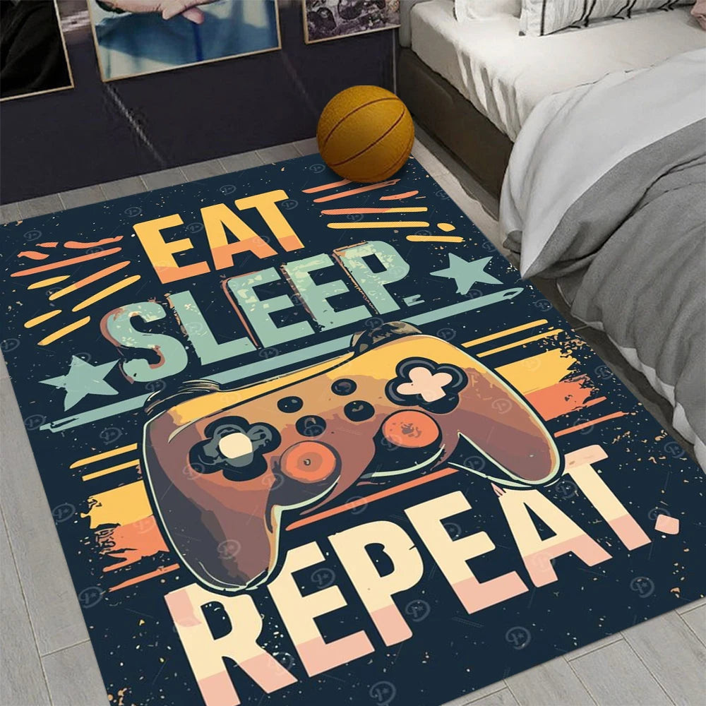 Gaming Rug for Boys Room Gamer Rug with Controller Design Carpet for Game Room Bedroom Decor Non-slip Machine Washab Mat