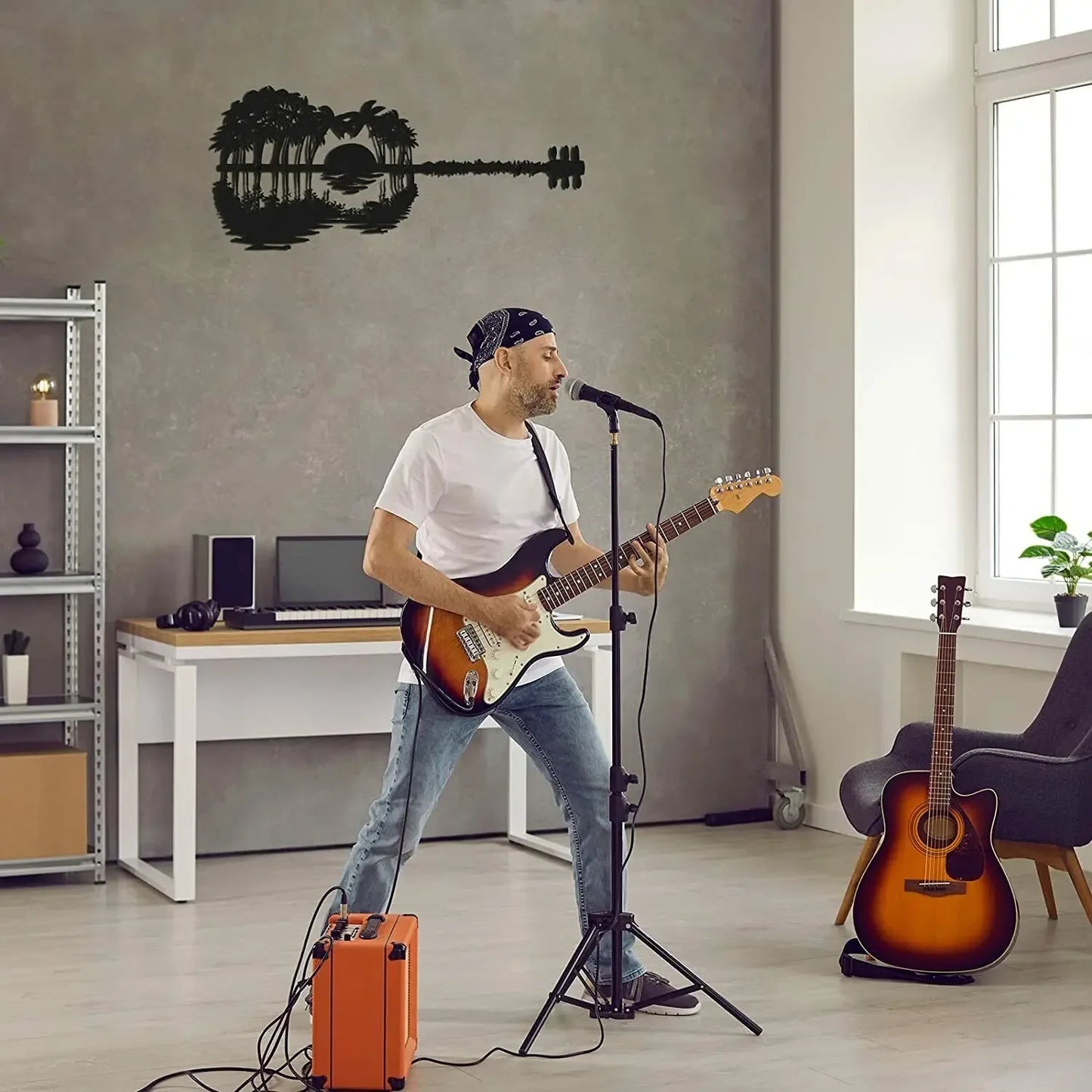 Metal Guitar Wall Art Decor Rustic Metal Guitar Art Black Guitar Metal Wall Art