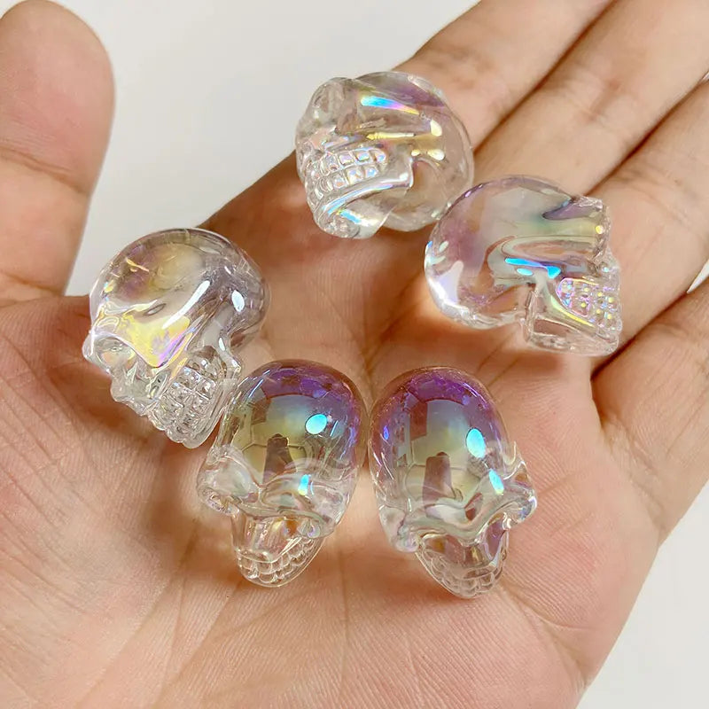 Crystal Skull Glass Carving Jewelry Quartz For Home Decoration Healing Crystals Skull Ornament Reiki Witchcraft Gifts Figurine