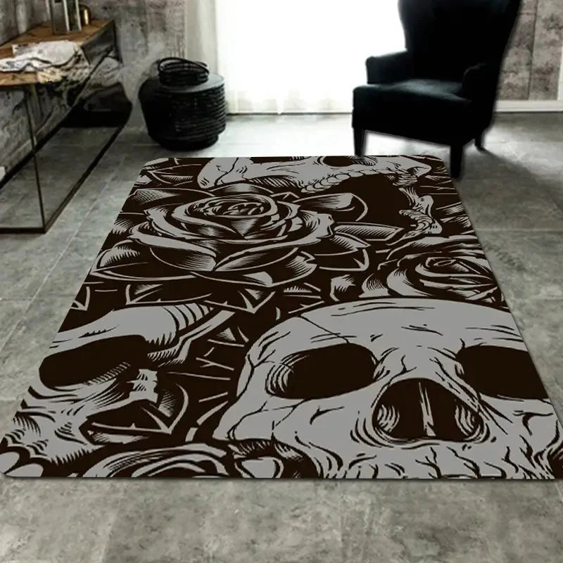 Halloween Skull Gothic Carpet for Living Room Decor Sofa Table Large Area Rugs Bedroom Bedside Floor Mat Hallway Balcony Mat