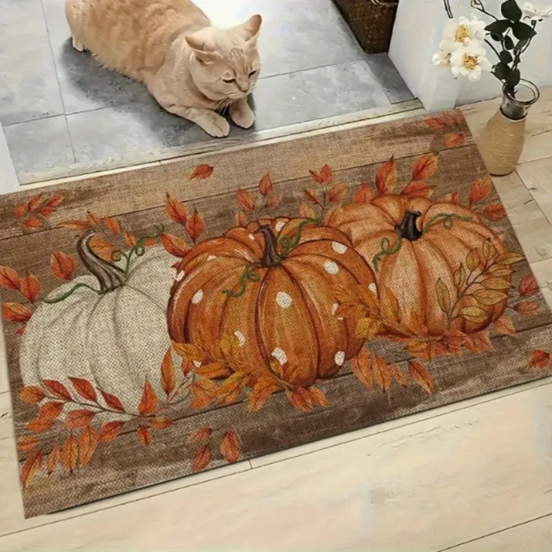 Halloween Pumpkin with Terrifying Face Door Mat Front Door Entrance Inch Welcome Mat for Garden Terrace Home Porch Decoration