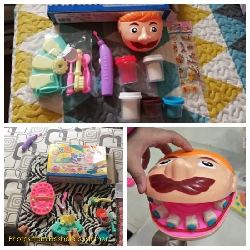 Child Pretend Play toys educational Doctor Toys dentists tooth filling teeth color clay plastic mold set birthday gift boy girl