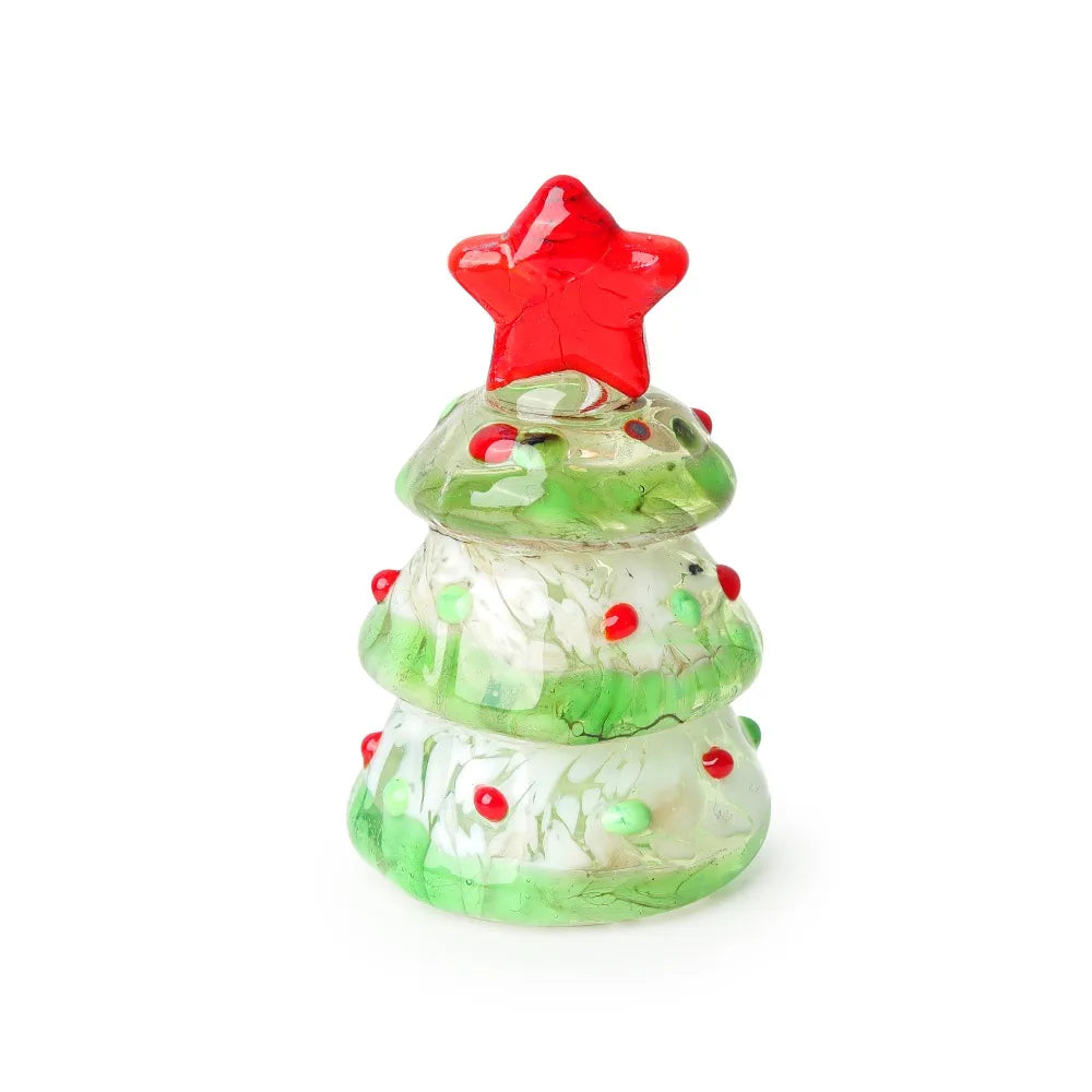 Glass Crystals Christmas Tree Figurine Statue Mini Christmas Tree Miniature Table Ornaments Handmade Crystals Ornaments