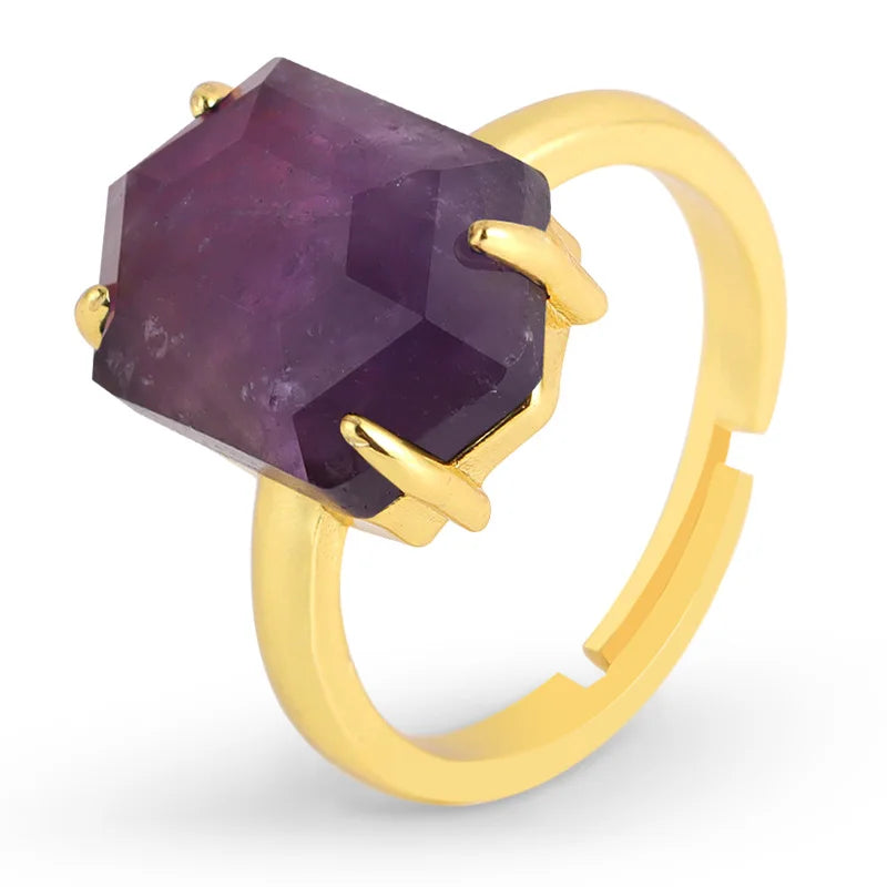 Healing Gem Stone Crystal Band Rings for Men Natural Pink Stone Quartz Red Agates Jaspers Dainty Finger Ring Women Jewelry H474