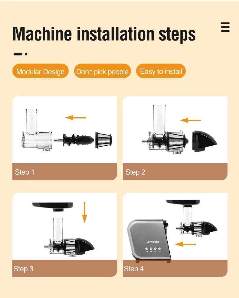 Hot Sale 250W Slow Juicer Extractor for Vegetable and Fruit Screw Cold Press Fresh Beet Juice Electric Blender Home Appliance