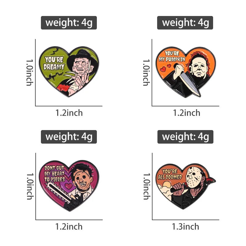 Anime Heart Rose Enamel Pins You Are Dreamy Cartoon Horror Mask Coffin Spider Lapel Badges Halloween Backpack Jewelry Gifts