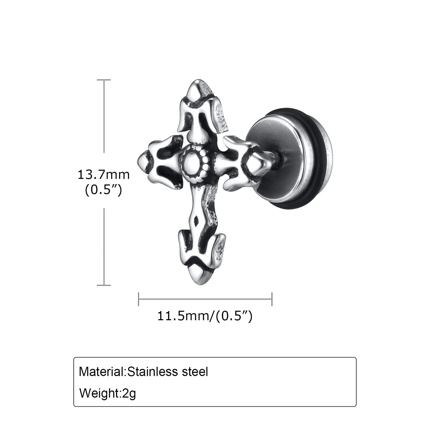 Gothic Cross Earrings for Men Boys,Waterproof Stainless Steel Stud Earrings,Rock Punk Prayer Jewelry Halloween Gifts