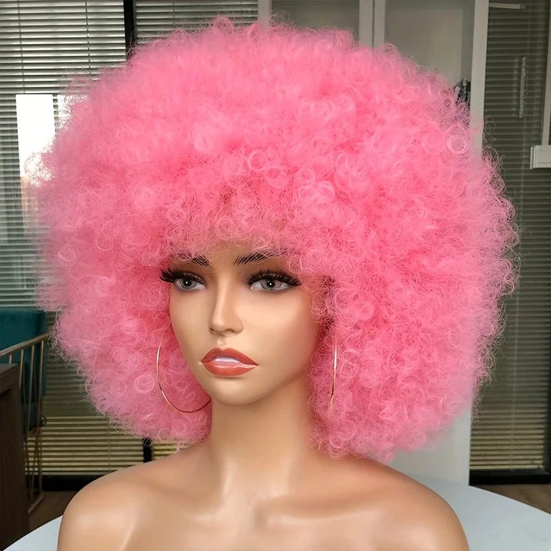 70s Afro Punk Rock Wig - Synthetic Curls, Fashion Design, Great Halloween Cosplay Wigs for Men and Women