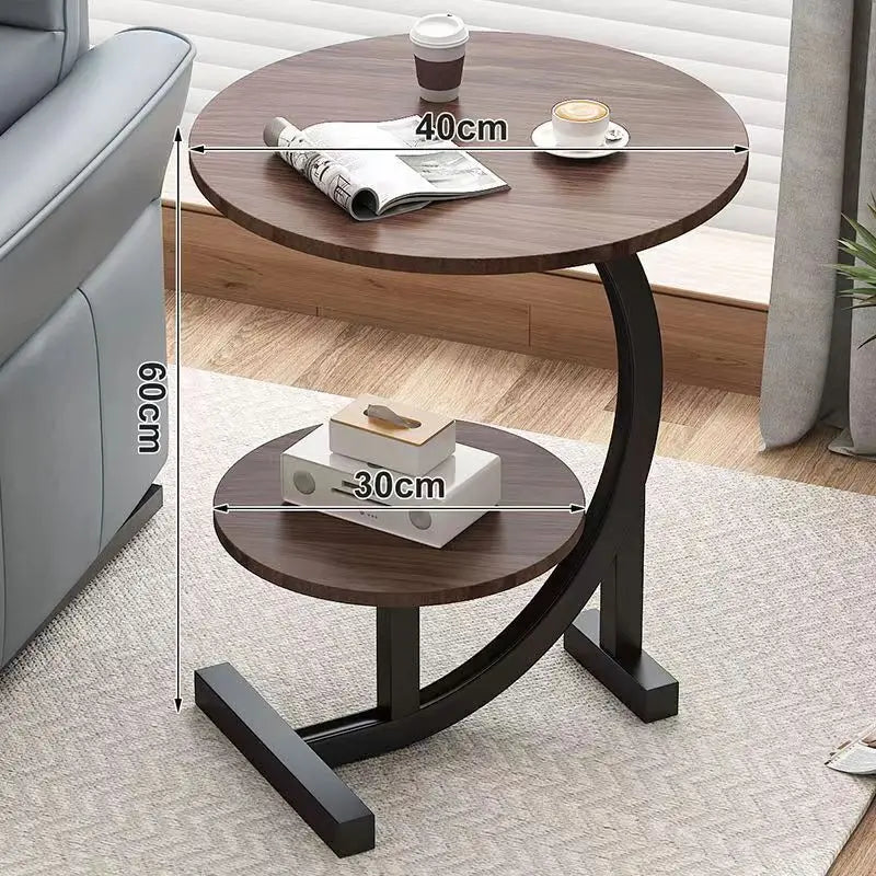 Household Mini Coffee Table Light Luxury Movable 2layer Sofa Side Table Bedside Storage Shelf Balcony Coffee Table Shelves