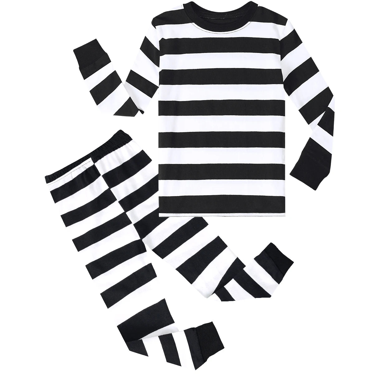 Black and White Striped Pajamas Set Toddler Boys Girls Halloween Robber Prisoner Thief Pjs for Kids Pyjamas Infant Party Clothes