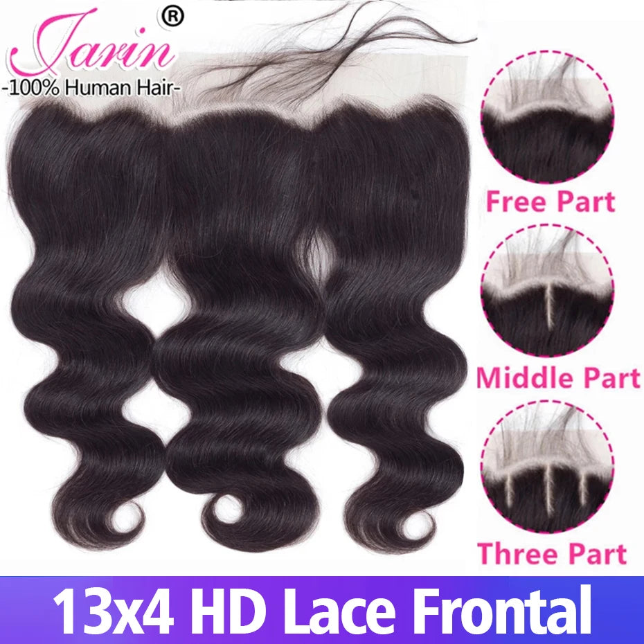 Lace Frontal Closure 13x4 Transparent Indian Human Hair Free Part Frontal Remy Hair Pre Plucked with Baby Hair Jarin Free Ship