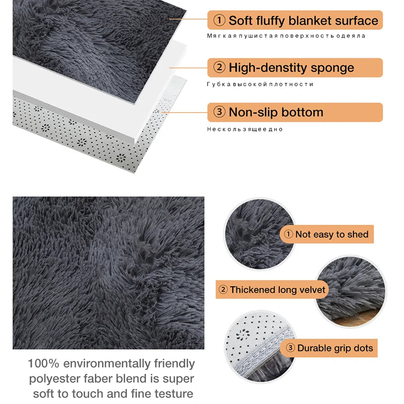 Nordic Furry Rug Bedroom Carpet Living  Room Modern Decoration Hairy Carpets Large Size Black Gray Pink Beige Non Slip Mat