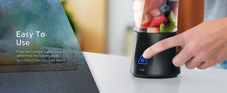 Portable Blender Cordless Self-Cleaning Mini Blender with Lid Silent Mini Travel Blender with Stainless Steel Blades USB Charge