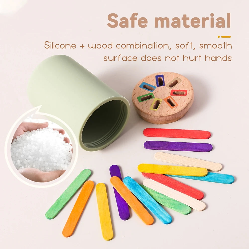 Montessori Baby Toys Silicone Educational Toys Cognitive Toys Color Matching Bucket Toddler Toys Sensor Game Baby Games 2 Years