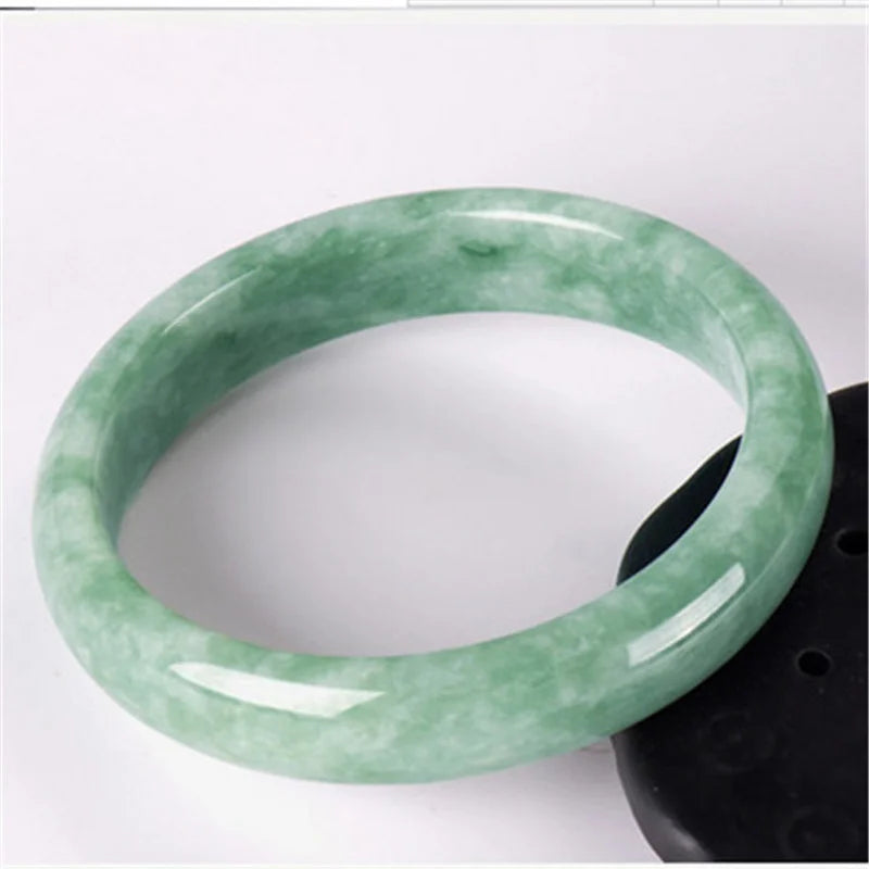 Genuine Natural White Green Jade Bangle Bracelet Chinese Hand-Carved Fashion Charm Jewelry Accessories Amulet Gifts Men Women