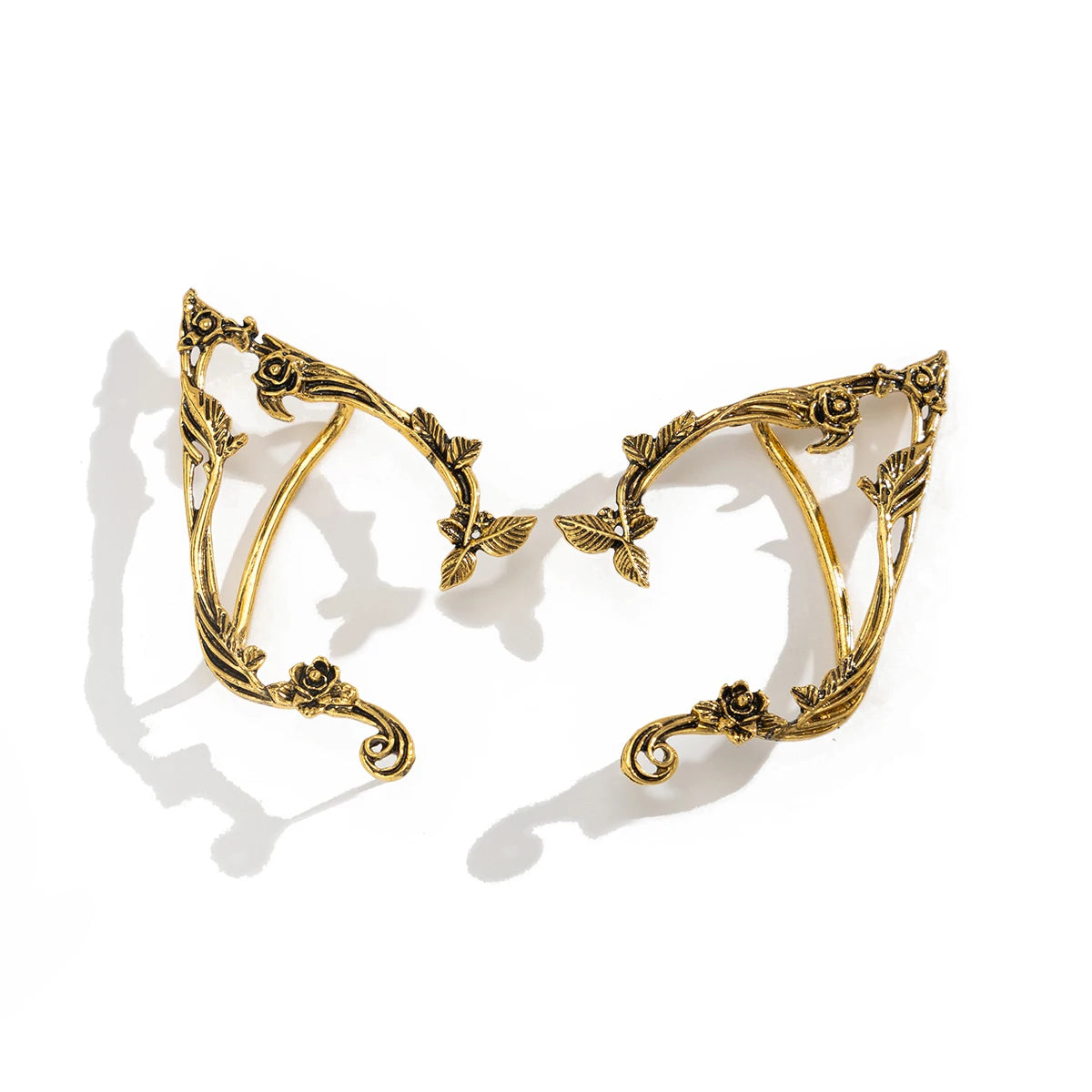 Ingemark 1Pair Goth Fairy Elf Ear Cuff Earrings Women Fashion Statement Vintage Piercing Clip Earring Halloween Party Jewelry