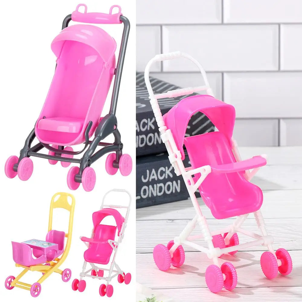 Toys Nursery Plastic Car Scene Model Playing House Infant Carts Dollhouse Furniture Miniature Baby Stroller Dolls Accessories