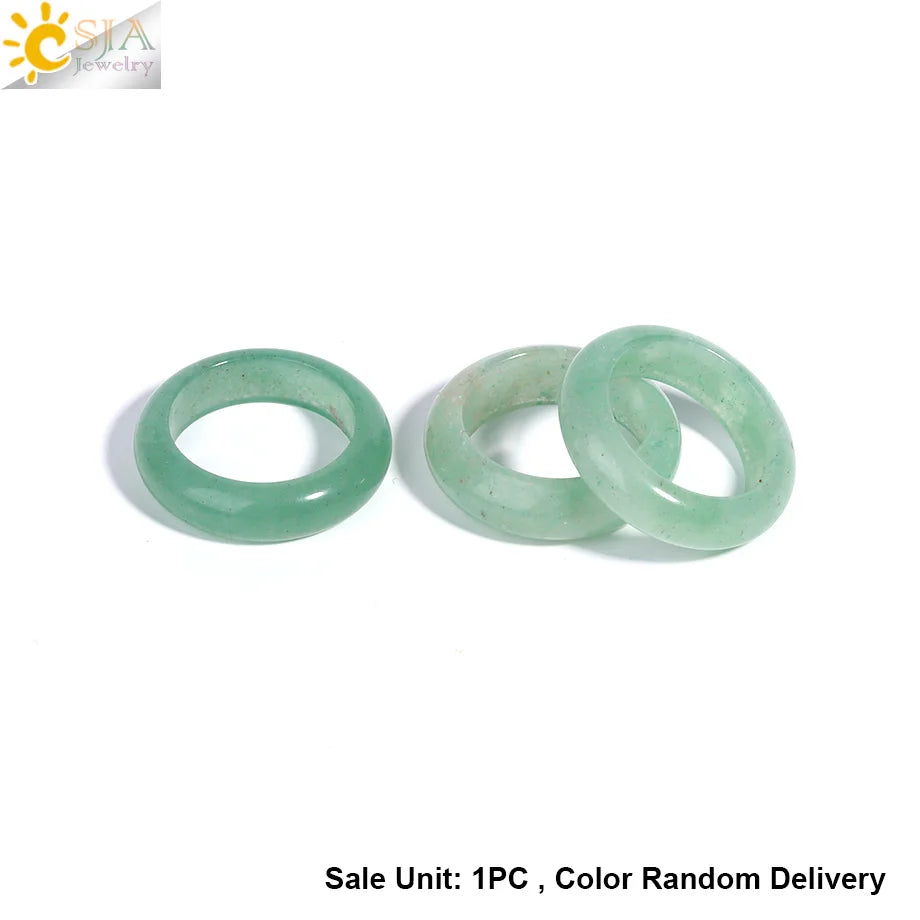 Healing Gem Stone Crystal Band Rings for Men Natural Pink Stone Quartz Red Agates Jaspers Dainty Finger Ring Women Jewelry H474