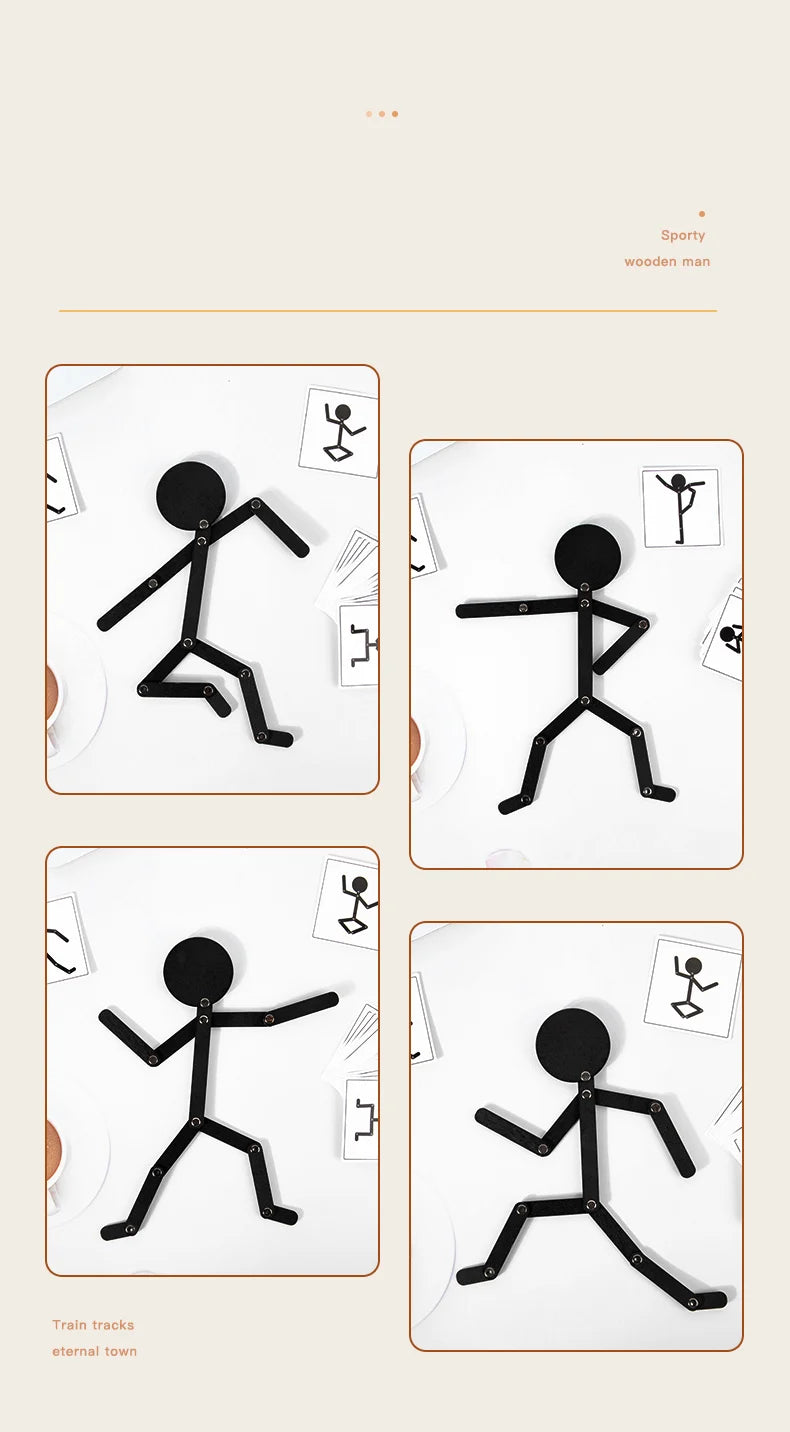 Kids Montessori Toys Wooden Early Learning Educational Puzzles Sporty Pose JigsawImprove Hands-on Skill Busy Board Gifts