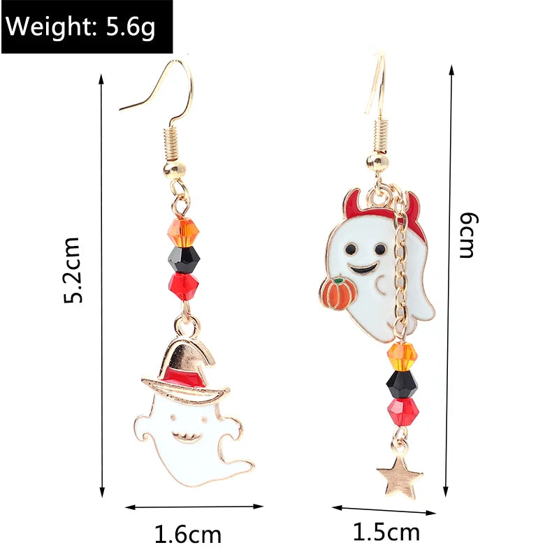 Aihua Fashion Halloween Earrings Enamel Ghost Skeleton Pumpkin Bat Spider Earrings For Women Halloween Night Party Jewelry Gifts