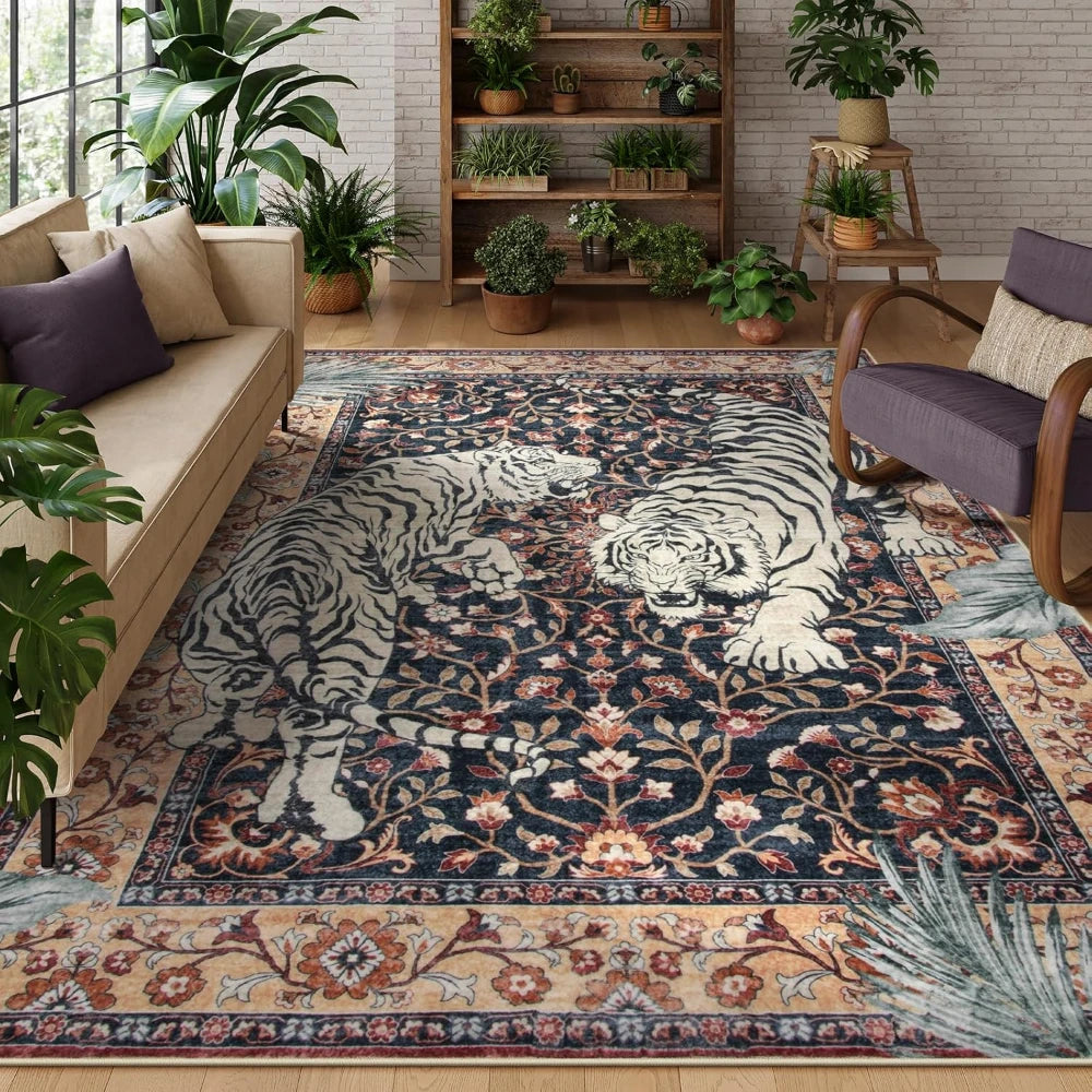 Rug for Living Room Carpet Jungle Tiger Home Decor Large Area Bedroom Floor Mat Machine Washable Coffee Table Kitchen Rugs