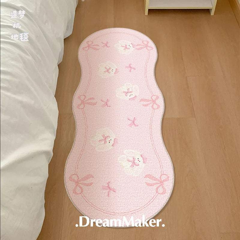 VIKAMA Cream Style Bedroom Bedside Rugs Teenage Room Bedside Rugs Floating Window Mat Mirror Front Rugs Home Decoration