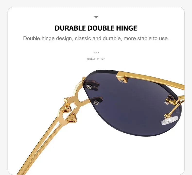 2024 Luxury Brand Sunglasses Men Retro Driving Sunglasses for Women Fashion Rimless Sun Glasses Uv400 Gafas De Sol Hombre