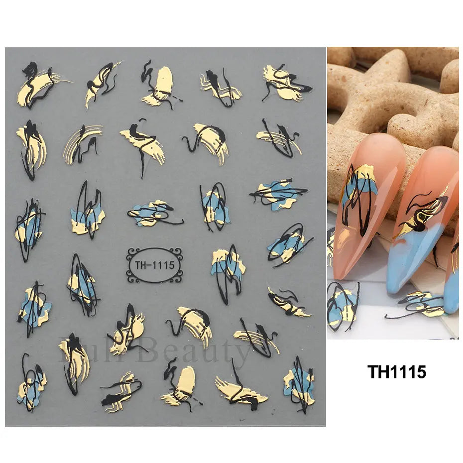 Nail Stickers Halloween Series Bat Skull Bone Ghost Pumpkin Pattern 3D Self Adhesive Decals For Nails Manicure Decoration LATH