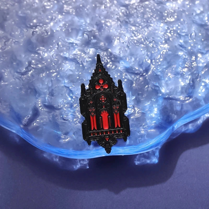 Halloween Horror Skull Enamel Pin Gothic Punk Grave Coffin Tomb Vampire Skeleton Brooches Lapel Badge Jewelry Gifts For Friends