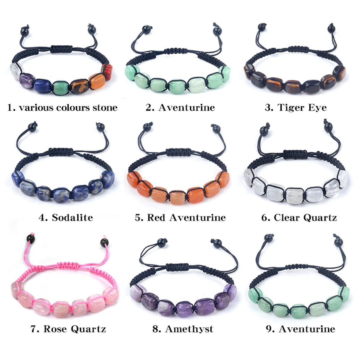 Chakras Bracelets Reiki Natural Stone Braided Women Bracelet Healing Yoga Healing Handmade String Rope Adjustable