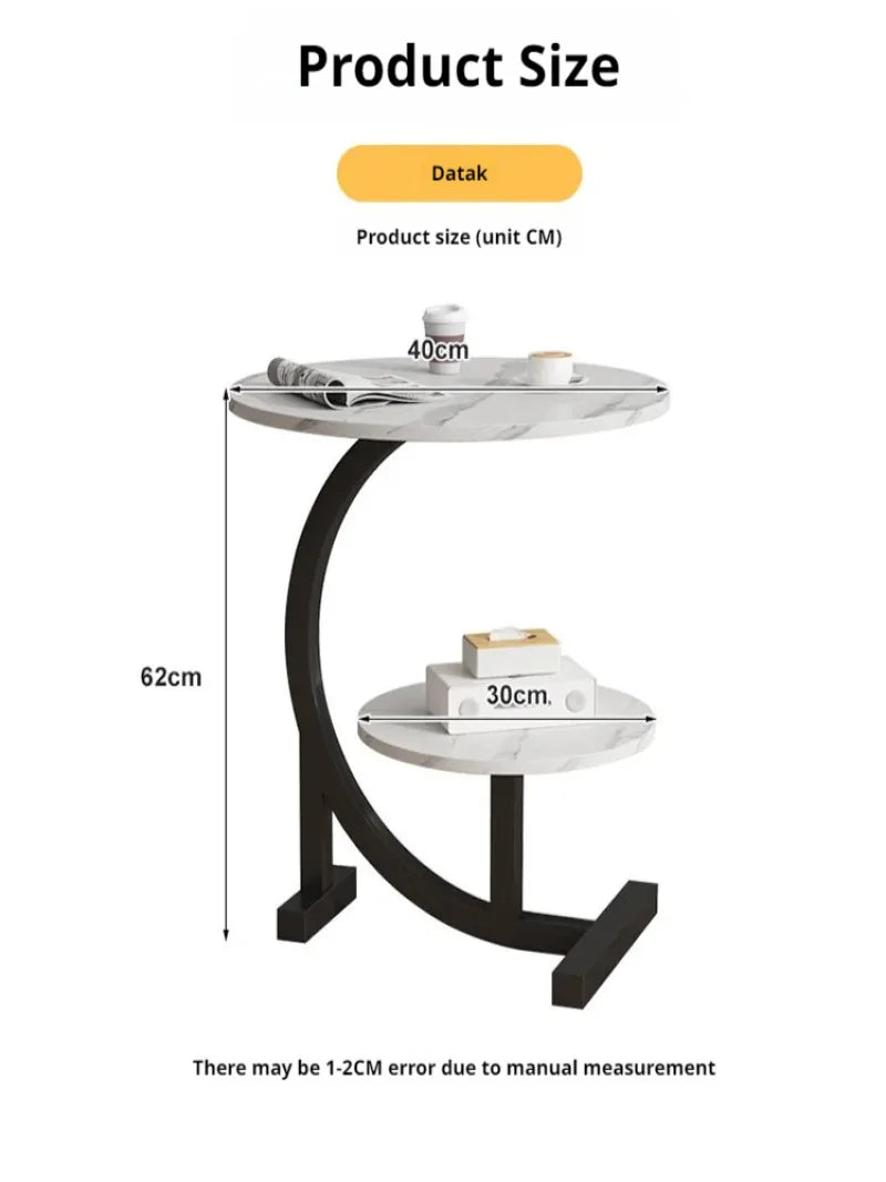 Household Mini Coffee Table Light Luxury Movable 2layer Sofa Side Table Bedside Storage Shelf Balcony Coffee Table Shelves